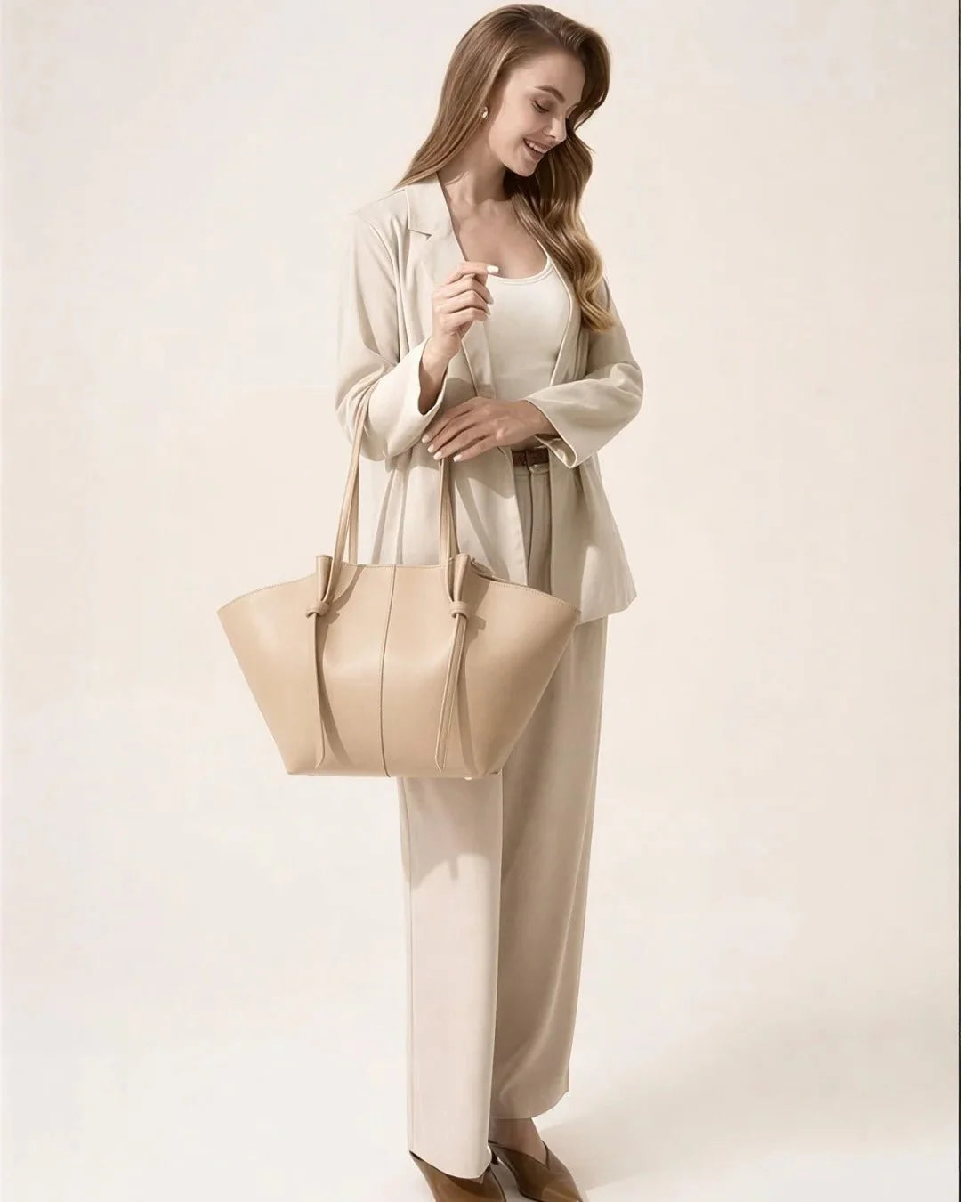 Amara Tote Beige Bag - mylight.pk